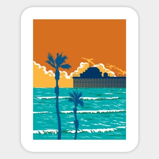 Oceanside Municipal Pier in San Diego California WPA Poster Art Sticker